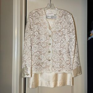 Rickie Freeman Cream Evening Wear Skirt Ensemble 4